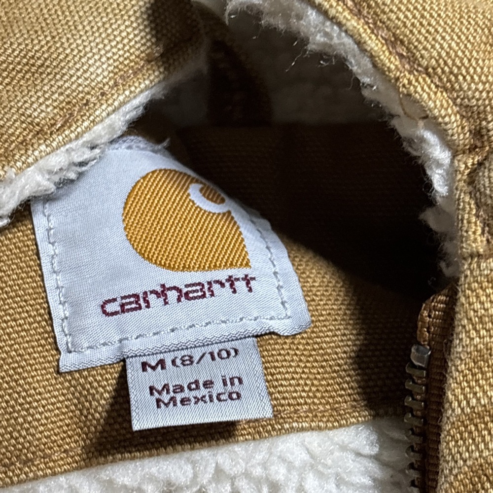 Carhartt Weathered Wildwood Jacket Tan Women's Size Medium Sherpa Lined Hooded - Picture 3 of 16